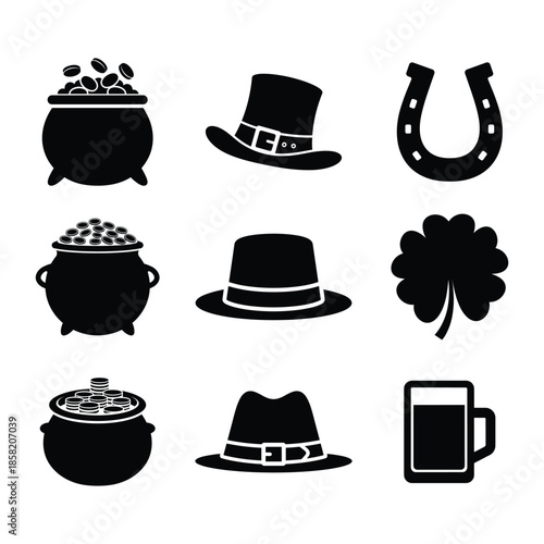 Collection of traditional irish hats isolated on white background, Vector, illustration
