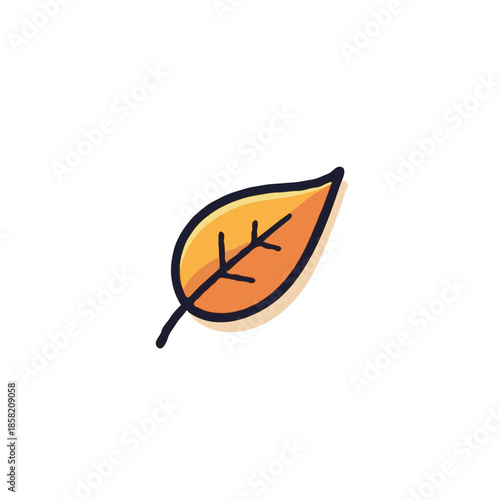 Stylized single leaf illustration showcasing simplicity with nature's theme evoking autumn or fall