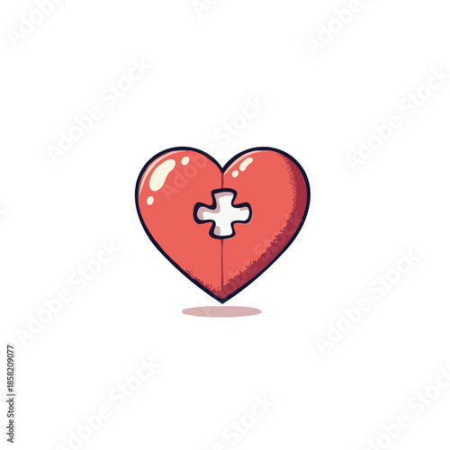 Symbolic heart depiction with central medical cross embodies healthcare support and compassionate