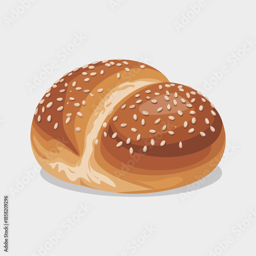 A beautifully shaped bread roll topped with sesame seeds showcases the warmth of freshly baked goods, inviting sensory experiences of taste and aroma for viewers.