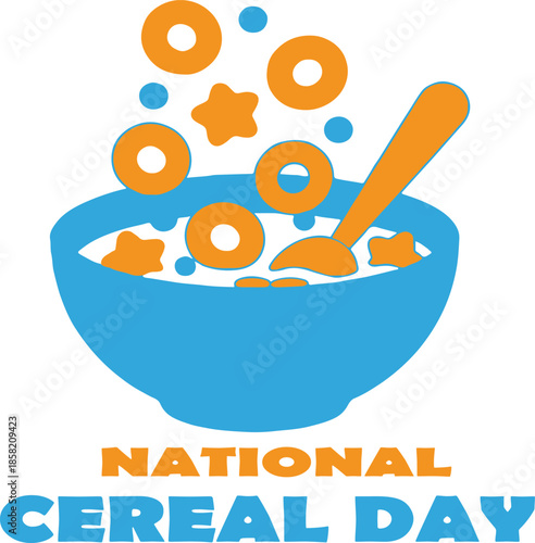 National cereal day bowl with cereal and spoon