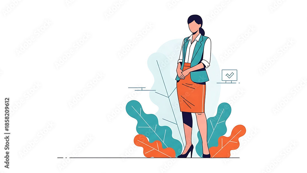 Fototapeta premium professional businesswoman standing confidently in a modern office environment illustrating corporate success and female leadership concepts