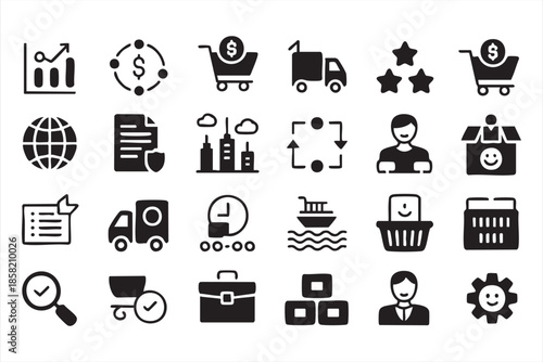 Business Logistics Icons for Ecommerce Platforms and Supply Chain Dashboards