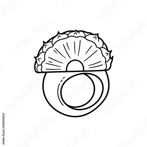 Vector illustration of a seashell and egg shell featuring a circular flower pattern and nature-inspired art design for a sea object symbol or food icon decoration