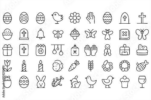 Easter Church Icons with Cross, Bible, Angel, Resurrection Themes