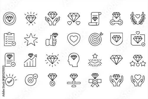 Diamond Value Line Icons for Premium Branding and Business Trust