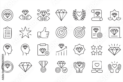 Quality and Trust Diamond Icons for Certification and Marketing