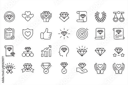 Premium Diamond Line Icons for Brand Value and Recognition