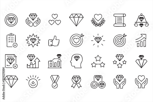 Luxury Value Line Icons for Branding, Awards, Certification