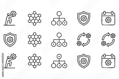 Workflow and Automation Line Icons for Business Operations UI