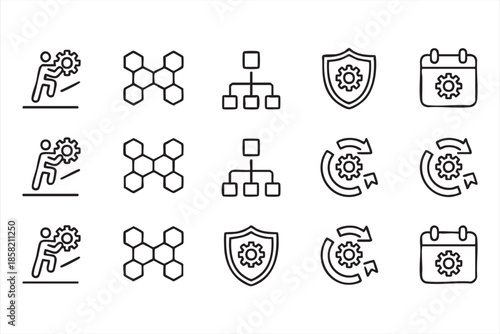 Workflow Management Icons for Enterprise Dashboards and Systems