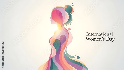 International womens day illustration with a colorful woman silhouette