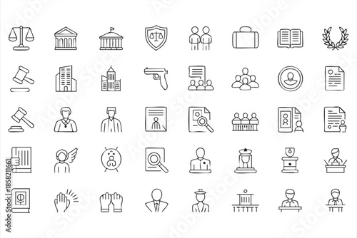 Corporate Legal Compliance Icons for Contracts, Policy, and Security Themes