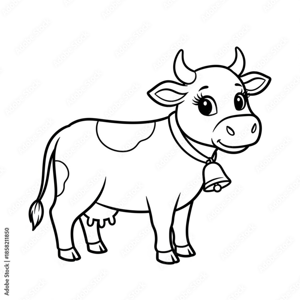 Fototapeta premium Cute vector illustration of a cartoon cow and rhino isolated on white featuring domestic farm animals and dairy cattle in a flat art style