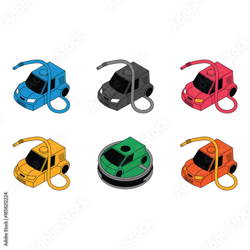 Collection of different colored robotic vacuum cleaner