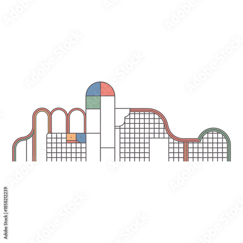 Abstract architectural structure with geometric shapes