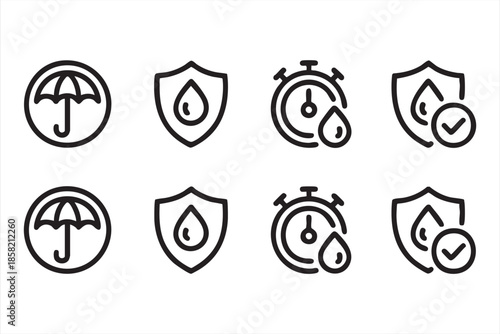Waterproof Protection Icons for Water Resistance and Durability Standards