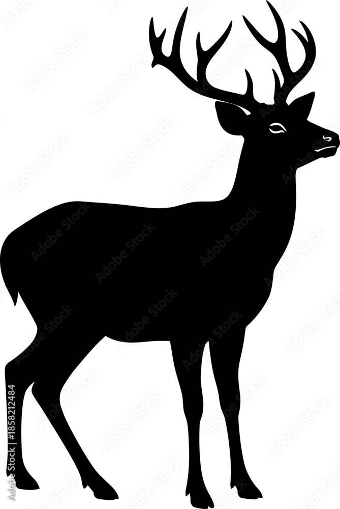 Fototapeta premium Majestic Stag Silhouette Vector Illustration Noble Wildlife Forest Icon forest animal