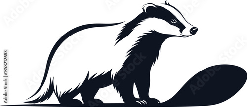 Graphic Illustration of a Badger Standing Isolated on White Background forest animal