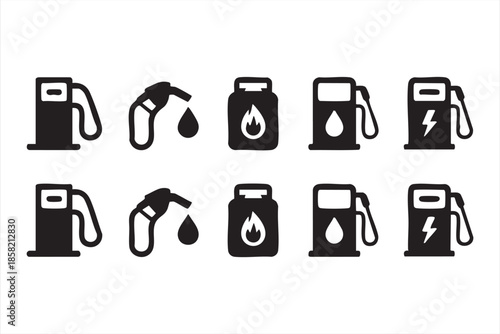 Gasoline and EV Charging Icons for Modern Energy Networks
