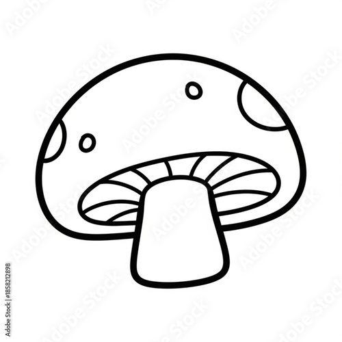 Cute cartoon vector illustration of a fun mushroom character with a smiling face designed as a unique animal style food icon