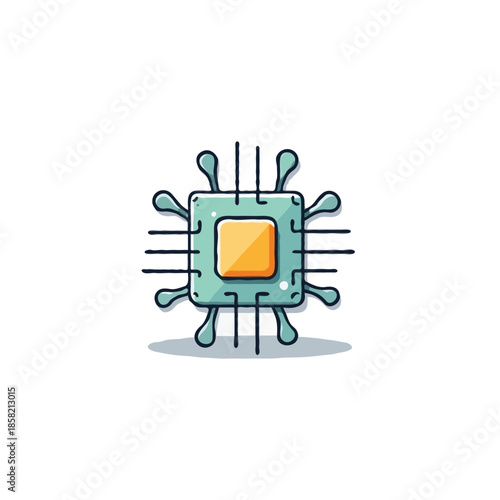 Stylized microchip illustration showcasing technological advancements in modern digital era with