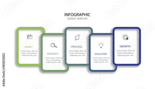 Infographic template. 5 Step timeline journey, Flat simple infographics design template. presentation graph. Business concept with numbers 5 options or steps vector illustration.