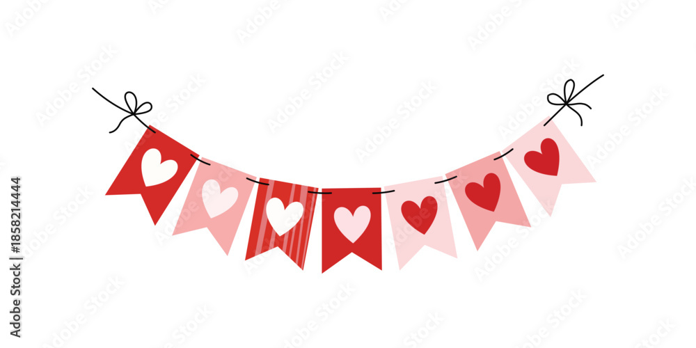 Obraz premium Valentines day heart bunting banner decoration