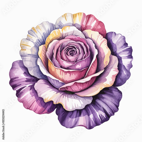An intricate illustration of a vibrant rose with beautiful gradient colors, showcasing nature's artistry and the captivating beauty of floral designs.