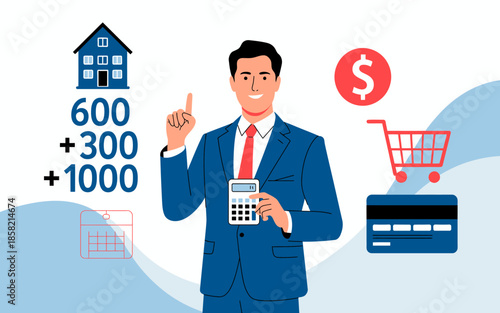A professional businessman holding a calculator, demonstrating a focus on finance management while illustrating the importance of budgeting and strategic planning in business.