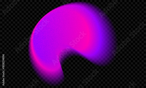 Purple aura gradient shape on background. Pink color gradation with soft noise and fluid glow vector blob overlay texture. Grainy fluorescent neon element. Y2k geometric vibrant ombre effect