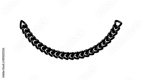 chain of rounded Triangle, black isolated silhouette