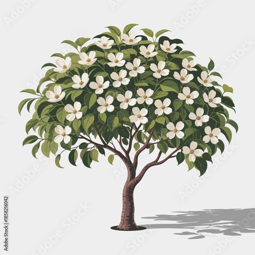 A stunning flowering tree creates a tranquil outdoor landscape, showcasing nature's beauty and the importance of greenery in promoting peace and relaxation in any environment.