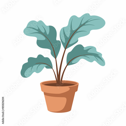 A beautiful plant in a terracotta pot adds life and freshness to a minimalist setup, symbolizing growth, nature's beauty, and the importance of greenery in home decor.