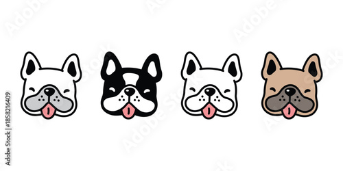 dog vector french bulldog funny cartoon character icon puppy face head pet doodle symbol illustration isolated design