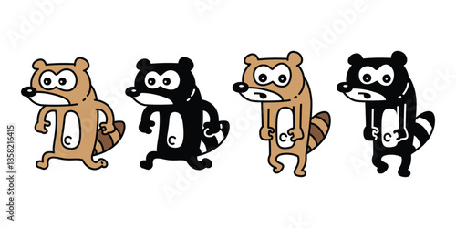 raccoon vector tanuki cartoon character icon funny japan smile puppy pet doodle symbol illustration isolated design