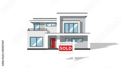 Modern House for Sale with SOLD Sign