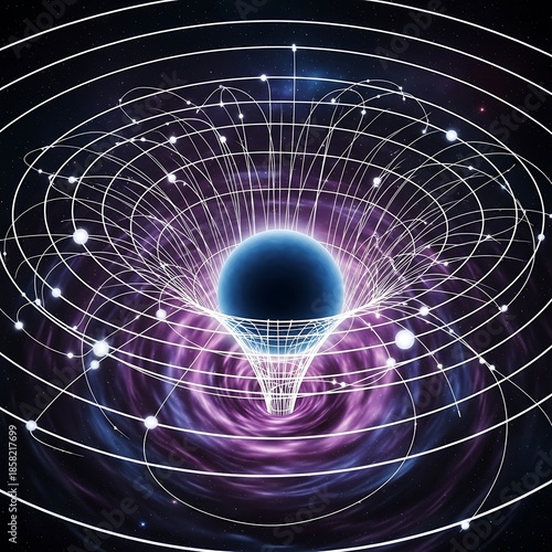 Conceptual depiction of a black hole warping spacetime.