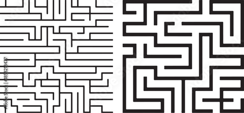 Black and white abstract maze pattern background