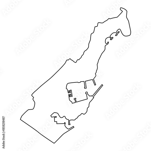Vector map of Monaco, a country in Western Europe. Detailed black contour, isolated on white background.