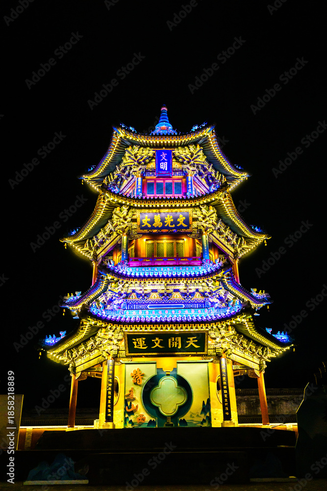 Fototapeta premium Ancient Pagoda Night View, Shanxi Province, China