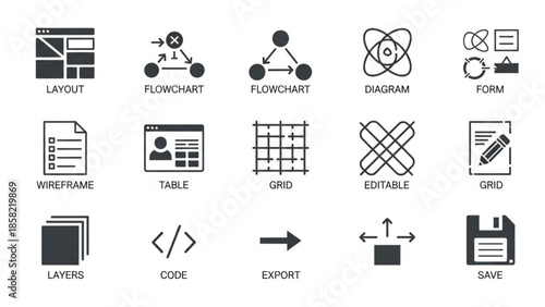 Workflow Icons – Colorful Vector Set for Design, Development & Interface Planning