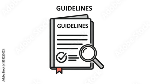 Guidelines Review Icon – Flat Vector Illustration for Compliance, Policy & Documentation