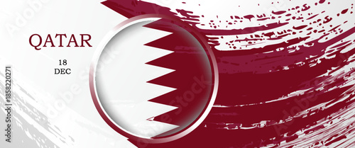 Flag of Qatar country. Happy Independence day of Qatar background with grunge brush flag illustration