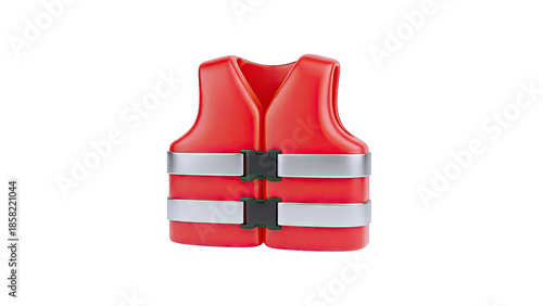 Red Life Vest Isolated on White Background