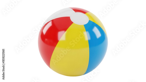 Schilderij op canvas Colorful beach ball PNG isolated on transparent background, inflatable summer to