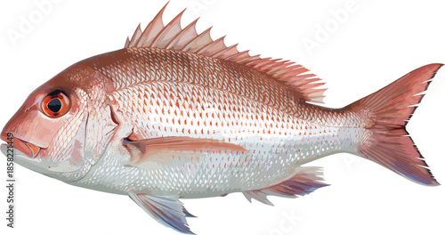 Detailed realistic fish illustration isolated on white background, fresh seafood marine animal vector design