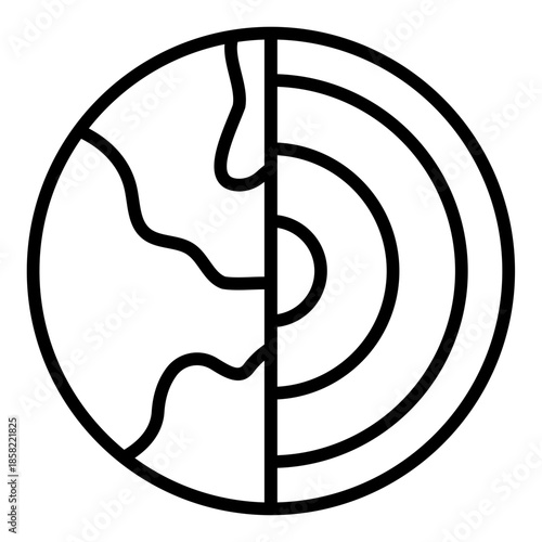 earth layer outline icon. planet internal structure. Geological compisition