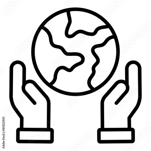save the planet outline icon. protect earth concept. environmental, sustainability and ecology
