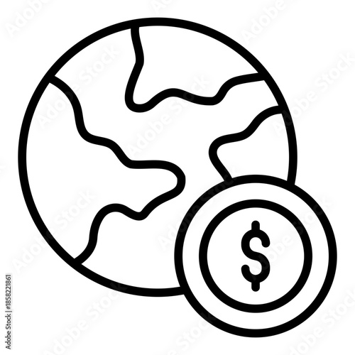 global financial outline icon. worldwide economy. manage global finance. business and economy